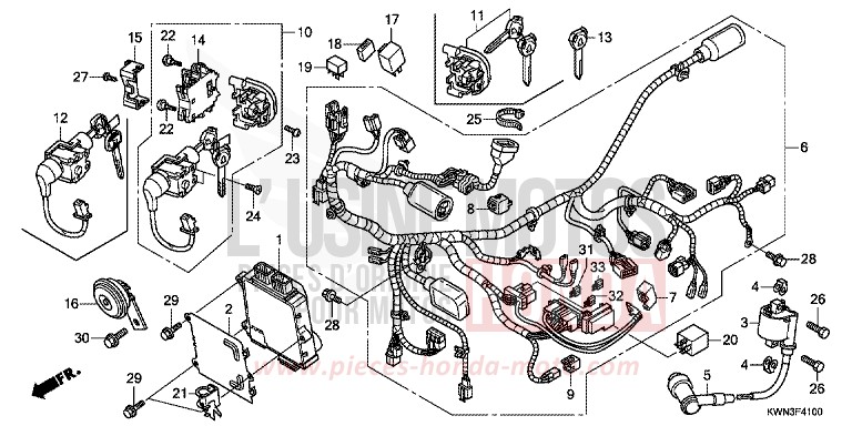 WIRE HARNESS (WW125EX2A/EX2B) for PCX 125 PEARL HIMALAYAS WHITE (NHA87) from 2010
